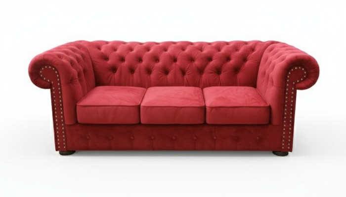 Chesterfield Sofa Couch Upholstered Textile Fabric 3 Piece Designer Sofa Set Couches