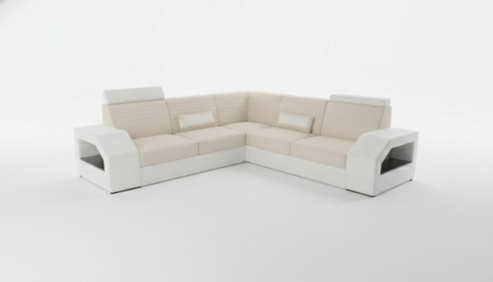 Designer Sofa Couch Ecksofa Leder Textil Polster Garnitur Wohnlandschaft L Form