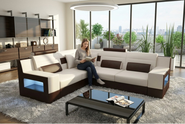 Living landscape sofa couch upholstery corner sectional suite textile fabric leather sofas