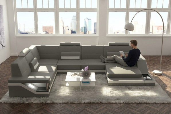 Designer U-shape Couch Corner Sofa Upholstered Suite Corner Suite Sofa Living Landscape