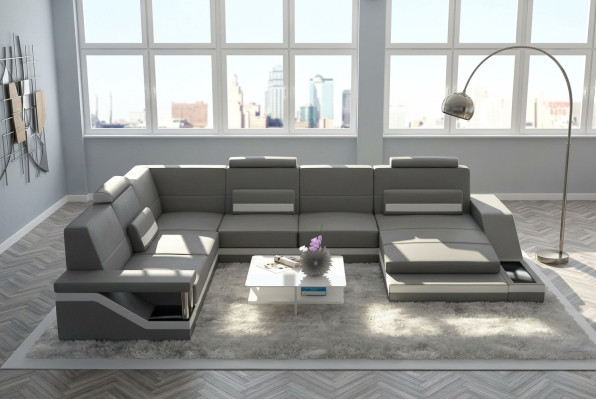 Designer U-shape Couch Corner Sofa Upholstered Suite Corner Suite Sofa Living Landscape