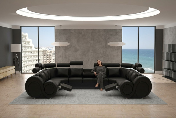 Sectional sofa leather sofa upholstered couch XXL big living landscape leather sofa sofa Berlin 6