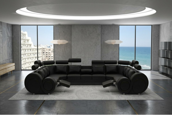 Sectional sofa leather sofa upholstered couch XXL big living landscape leather sofa sofa Berlin 6
