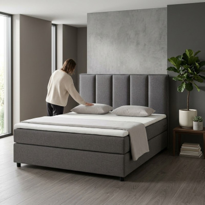 Continental box spring bed beds upholstered high double leather textile bed