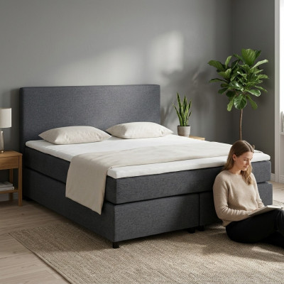 Continental box spring beds upholstered high double leather textile bed
