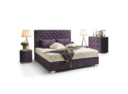 Continental Box Spring High Double Bed Beds Upholstered Leather Textile Bed New