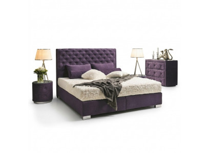 Continental Box Spring High Double Bed Beds Upholstered Leather Textile Bed New