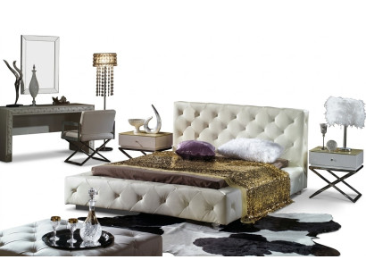 Elegant designer bed, beds, leather bed, Chesterfield upholstered bed, double bed, new