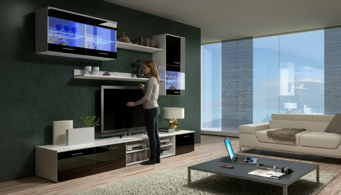 An exquisite wooden TV nightstand in a modern style for your living room