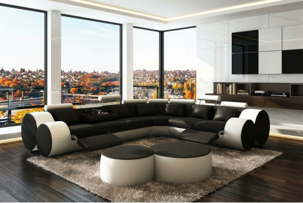 Sectional sofa couch upholstery living landscape leather corner sofas set L shape Madrid