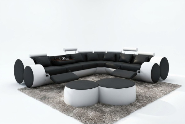 Sectional sofa couch upholstery living landscape leather corner sofas set L shape Madrid