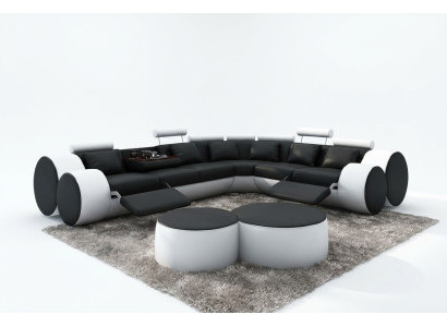 Sectional sofa couch upholstery living landscape leather corner sofas set L shape Madrid