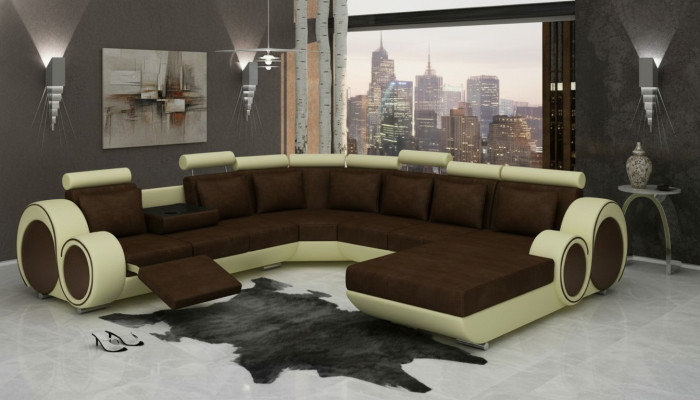TEXTILE SOFA XXL LIVING LANDSCAPE FABRIC COUCH BIG SOFA UPHOLSTERED CORNER SECTIONAL SOFA NEW