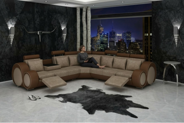 Textile sofa designer sofa couch corner sofa living landscape corner new suite leather!!!