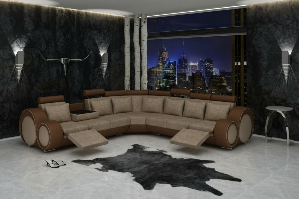 Textile sofa designer sofa couch corner sofa living landscape corner new suite leather!!!