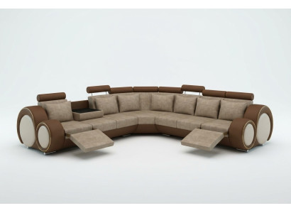 Textile sofa designer sofa couch corner sofa living landscape corner new suite leather!!!