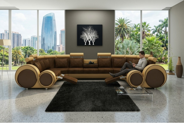 Corner sofa living space upholstery couch seat corner suite fabric leather XXL
