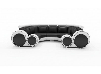 Exclusive modern leather sofa made from premium faux leather with a wooden frame