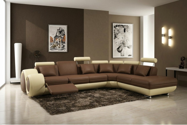 Leather sofa designer leather couch corner sofa suite furniture living landscape new black