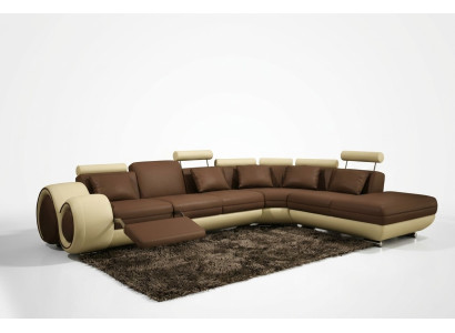 Leather sofa designer leather couch corner sofa suite furniture living landscape new black
