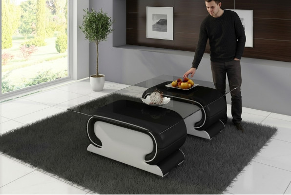 Designer glass table table cushion leather table couch sofa leather tables