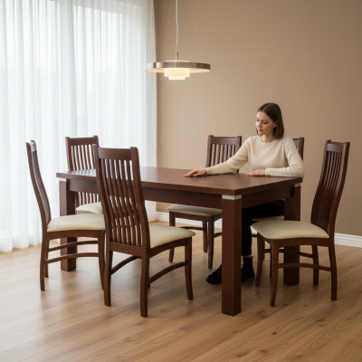 Dining table + 6 chairs for dining room set, dining group, classic table, new