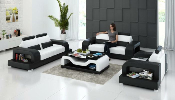 Leather sofa couch living landscape 3+2+1 seater set modern design sofa