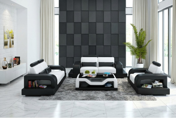 Leather sofa couch living landscape 3+2+1 seater set modern design sofa