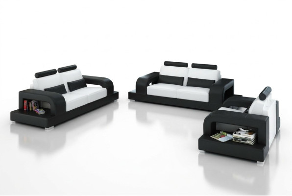 Leather sofa couch living landscape 3+2+1 seater set modern design sofa
