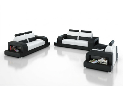 Leather sofa couch living landscape 3+2+1 seater set modern design sofa