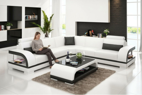 Leather Sofa Couch Living Landscape Corner Sofa Corner Suite Design Modern Sofa G8011B