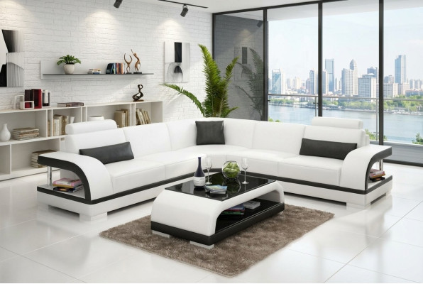Leather Sofa Couch Living Landscape Corner Sofa Corner Suite Design Modern Sofa G8011B