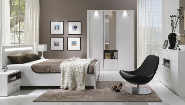 Elegant white bed in a refined contemporary style in premium quality.