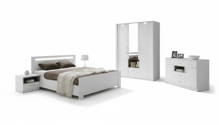 Elegant white bed in a refined contemporary style in premium quality.