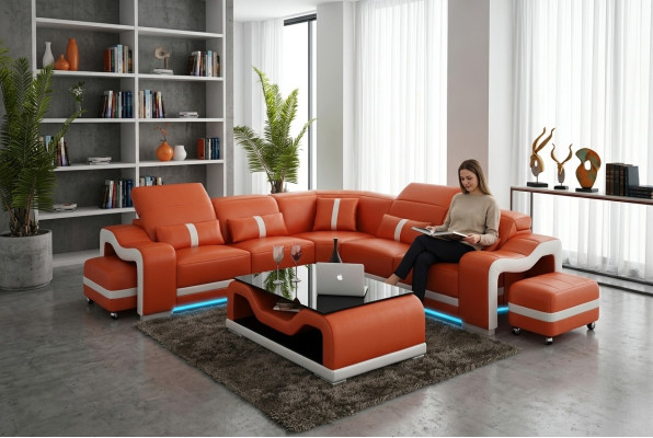 Sofa leather couch living landscape corner sofa corner modern design suite