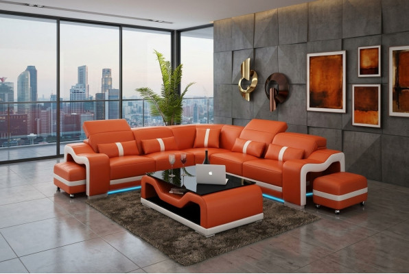 Sofa leather couch living landscape corner sofa corner modern design suite