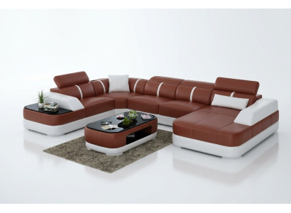 Leather sofa upholstery, corner sofa set, living room landscape, living room couch G8026