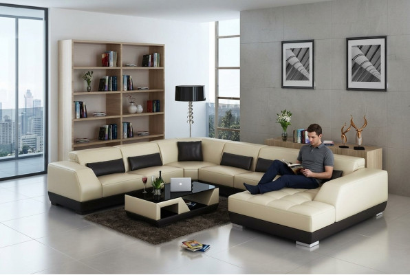 Modern leather sofa couch living landscape corner sofa decor corner design suite