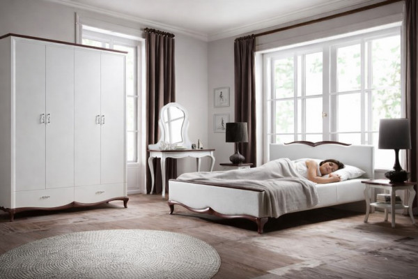 Double bed Chester bed bed beds upholstery textile classic wood bedroom new