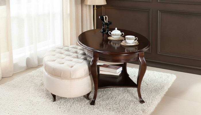 Round stool ottoman leather ottoman with table serving table 2-piece set suite Verona