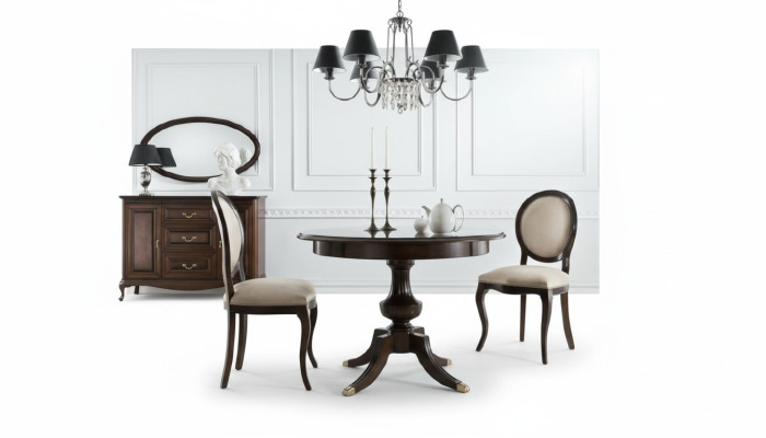 Classic table with 2 chairs Royal chairs tables round table wooden table - Verona