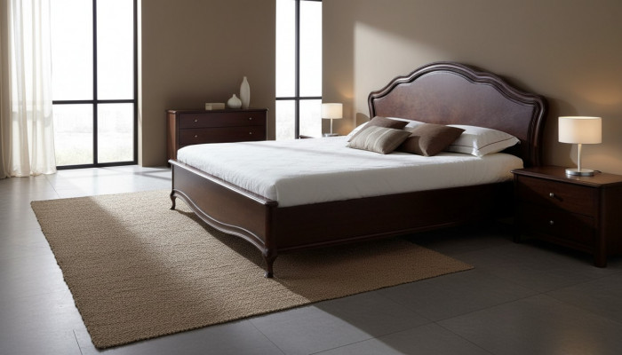 Bed, marital bed, Chippendale double bed, king bed, colonial bedroom model V-P-N