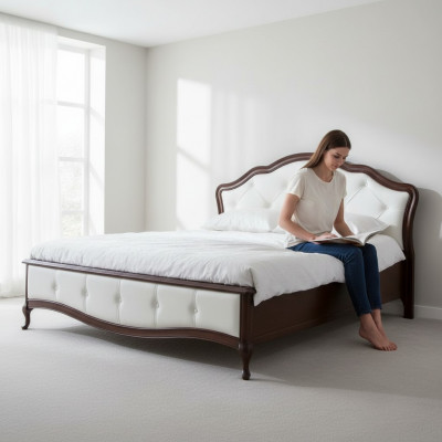 Bed, marital bed, double bed, king bed, bedroom, classic leather bed, model V-2T