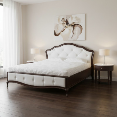 Bed, marital bed, double bed, king bed, bedroom, classic leather bed, model V-2T
