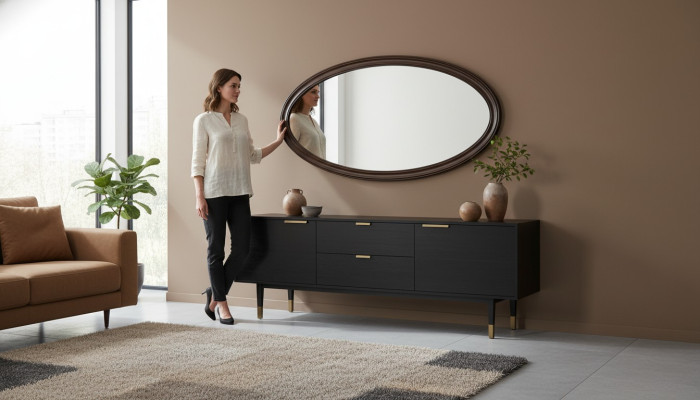 Classic Designer Mirror Wall Mirror Round Mirror - Model V-Ellipse