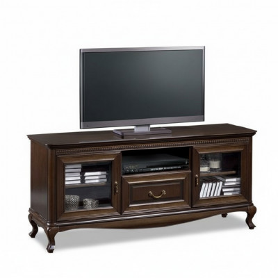 An elegant multimedia stand for televisions and media devices in the style of a modern, minimalist aesthetic.