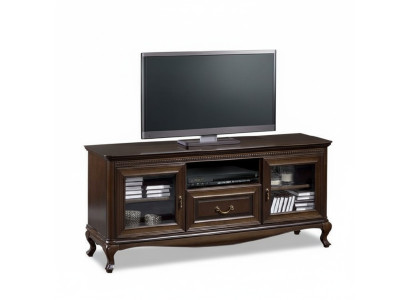An elegant multimedia stand for televisions and media devices in the style of a modern, minimalist aesthetic.