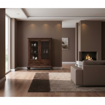 Classic Display Cabinet Glass Door Cabinet Real Wood Display Cabinets V-W 3-4 Glass Cabinet