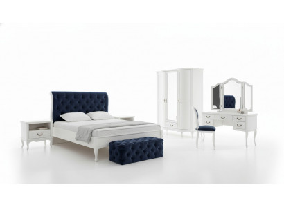 Bedroom set designer Chesterfield bed bedside tables dresser wardrobe furniture