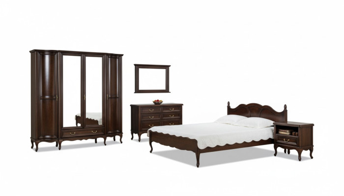 Italian style furniture bed bedside tables wardrobe chest of drawers mirror complete